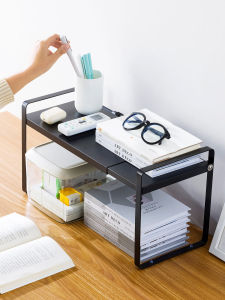 Retractable Simple Bookshelf and Storage Shelf Office Desk Surface Panel Storage Rack Desk Multi-Layer Desk Storage Small Shelf
