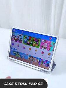 (BISA COD) Case RedMi Pad SE 11inch With Pen Slot Magnetic Protective Case RedMi Pad SE Cover With Transparent Back High Quality
