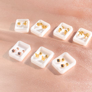 Ear Bone Stud Titanium Steel Small Ear Studs Screw Tightening Buckle Female Butterfly Clover Heart Fancy Sleep No Need to Take off Earrings