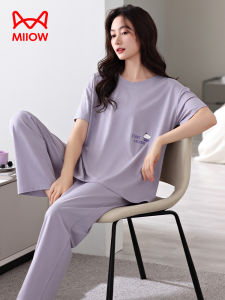 Cat Person Modal Cotton Sleepwear Ladies Spring Summer Thin Short Sleeve Loose Large Size Casual Home Clothes Set