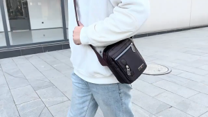 Mens Large Capacity Oxford Canvas Crossbody Bag Business Casual Sling Bag