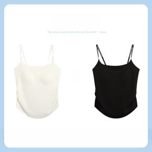 Miiow | White Strapless Vest Womens Inner Wear With Chest Pad One-Piece Seamless Thin Summer Base Shirt Outerwear Simple Style