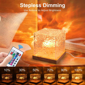 Dynamic Rotating Water Ripple Projector Night Light 3/16 Colors Remote Dimming Family Bedroom Romantic Ocean Decor Lamp Plug-in