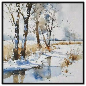 Tranh phong cảnh mùa đông màu nước. Tranh treo tường dán tường canvas trang trí. CGI-1921