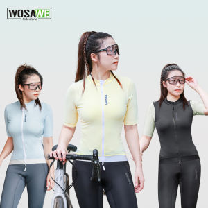 WOSAWE Nữ Tay Ngắn Đi Xe Đạp Jersey Thoáng Khí Nhanh Khô Xe Đạp Đường Bộ Áo Sơ Mi Pro Đội Mùa Hè Xe Đạp Quần Áo Có Túi