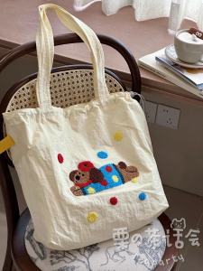 Japanese Style Ins Cute Casual Shoulder Bag Portable Traveling Canvas Bag Large Capacity Student Class Tote Bag Female