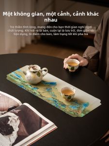 JISU | Double-sided Chinese Zen Tea Mat Handmade Damask Waterproof Insulation