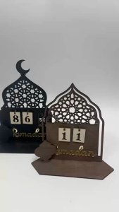 Wooden Ramadan Countdown Calendar Star Moon Design Desktop Decoration Home Table Decor Festival Gift
