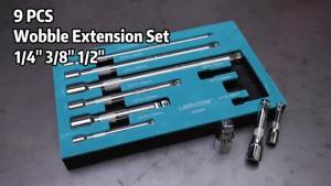 Libraton 9Pcs Wobble Socket Extensions Set Ratchet Extensions 1/4" 3/8" 1/2" Wobble Extensions Drive Socket Extension