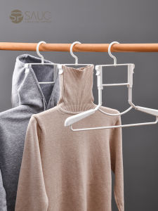 Japanese Style Foldable Clothes Hanger with Hat High Collar Sweater Drying Rack Windproof Dormitory Use Plastic Coat Hook