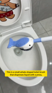 Multifunction toilet brush with holder with liquid filling press-type design silicone brush head Cleans every corner thoroughly bathroom brush cleaner