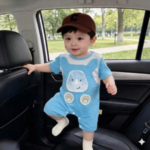 Áo liền quần trẻ em BodySuit Liền Thân Đắp Nổi 3D In Hình Tê Giác Cho Bé Trai/Gái Chất Thun Borip Co Giãn 4C Từ 3~12KG