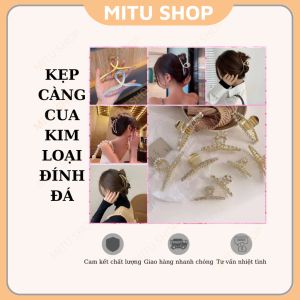 Kẹp tóc càng cua kim loại đính đá sang trọng quý phái phong cách Hàn Quốc