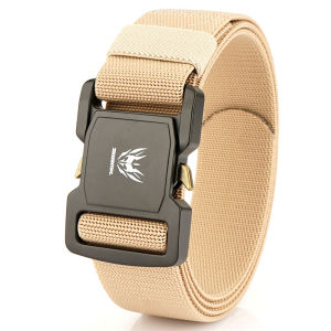 Elastic Tactical Waist Belt Quick Release Aluminum Alloy Training Dry Fast Weave Canvas Nylon Belt for Men Breathable Elastic Leather Belt