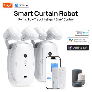 Tuya Smart Curtain Robot Intelligent 3-in-1 Control Tuya App/Remote/voice control（Alexa Google Siri） For Roman Rod Track