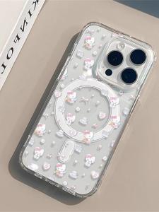 Cupid KT Cat Wireless Charging Phone Case with AI Camera Button Magnetic Absorption Transparent Protection for Apple iPhone 16 pro Max