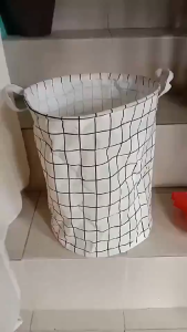 48L Large Foldable Laundry Basket Round Dirty Clothes Toys Folding Bucket Waterproof Cotton Linen Storage Hamper Large Capacity Storage Basket