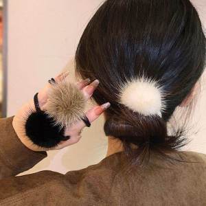 Spring Summer New 2025 High End Hair Accessories Ball Ties Womens Hair Bands Small Leather Straps Bun Hair Decorations