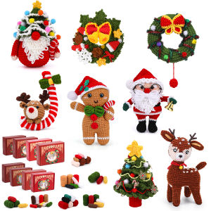 MIUSIE Christmas Crochet Starters Kit Complete Craft Knitting Kit with Crochet Hooks Yarns Video Tutorials for DIY Gift