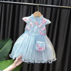 Girl Dress Childrens Cheongsam Princess Dress for Girls Aged 0-4 Summer Tulle Tutu Skirt Super Fairy Childrens Clothing Female Han Costume