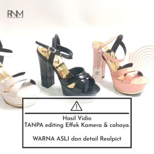 RNM - High Heels 13cm Silang List Gold Sepatu Hak Tinggi Wanita Elegan Pesta Kondangan