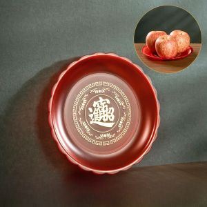 Red Plastic Flat Bottom Tray Fruit Offering Tray for Worshiping Wealth God And Buddha Home Decoration Chinese Style Fruit Plate