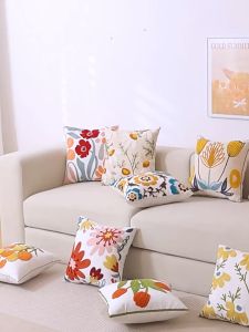 Embroidery Throw Pillow Case Cotton Cushion Cover Sofa Pillowcase for Simple Home Decor