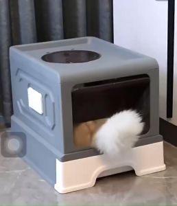 Nhà vệ sinh hai cửa có nắp cao cấp cho mèo / Nhà vệ sinh cho kèo size lớn kín chống văng cát có ngăn kéo hộc chứa cát