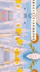 6pcsCute Cheese Egg Gel Pen 0.5mm Ink Retractable Ballpoint Pen Cute Stationery Suitable for School Office and Student Writing