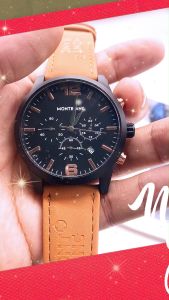 JAM TANGAN 2023 Fashion Hitam Kulit Chrono aktif Kualitas Premium 100% Realpict