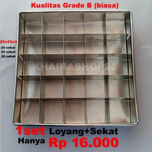 Loyang brownies sekat 20x20 cm GRADE  B Cetakan brownies Loyang sekat brownies murah berkualitas