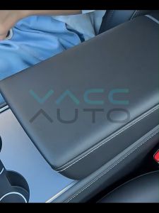 VACC AUTO Center Console Armrest Cover TPE Trim Black OR White For Tesla Model 3 2017 - 2023 Car Accessories