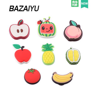 Adorable Fruit Patterned Shoe Buckle Accessories for Clogs Cute Fish Baizi Shoe Decorations PVC Material Spring 2025 Release