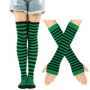 Christmas Stocking High-Top Socks Cosplay Striped Socks Over-Knee Length Sporty Christmas Theme Knee-High Tube Socks