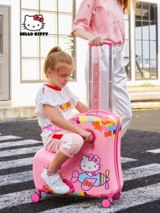 Hellokitty Childrens Luggage Suitcase Cartoon Design ABS+PC Material Girl Travel Bag Can Sit And Ride Cute Leather Box