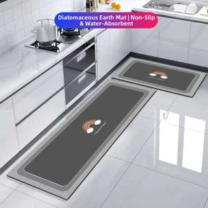 Thickened Kitchen Floor Mat Anti-Slip Oil Absorbent Easy Clean Entrance Door Mat Silicon Dinosaur Pattern Modern Simple Style