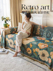 ผ้าคลุมโซฟาสไตล์อเมริกันหรูหราแบบเบาๆ ผ้าคลุมโซฟาสไตล์ย้อนยุคแบบฝ้ายลินิน ผ้าคลุมโซฟาแบบใหม่ ผ้าคลุมโซฟาสไตล์ฝรั่งเศส