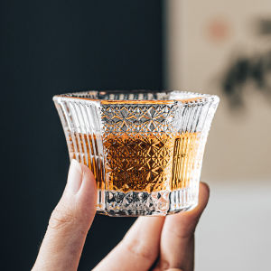 Carved Glass Tea Cup Master Cup High-Grade Hexagonal Tea Cup Specially for Tea Set Tea Ceremony Cup Kung Fu Small Tea Cup Single