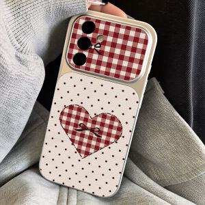 Korean Plaid Phone Case For Samsung A56 5g A16 A57 A17 A37 A27 A07 A55 A36 A54 A26 S26 Ultra S25 S24 S23 FE Lichee Pattern Cover