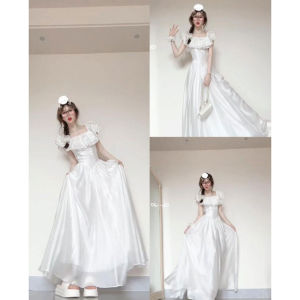 CHANGTONG | ชุดเดรสยาวสไตล์ฝรั่งเศสแบบพิเศษที่หรูหราและสง่างาม เอวเข้ารูปแขนกุดคอวี ชุดผู้หญิงสุดหรูสำหรับฤดูใบไม้ผลิและฤดูร้อน