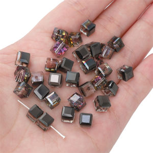10pcs 4/6/7mm Fashion Color Plating Square Beads Cube Glass Beads For DIY Handmade Bracelet Necklace Keychain Jewelry Making Accessories