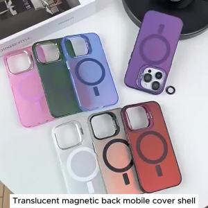Color Change Magsafe Magnetic Phone Case For iPhone 16 15 14 Plus 13 12 11 Pro Max  Glass Film Protection  Metal Stand Cover