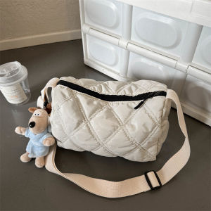 Fashionable Diamond Pattern Large Capacity Womens Crossbody Bag Casual Versatile Oxford Cloth Shoulder Bag for Young Women