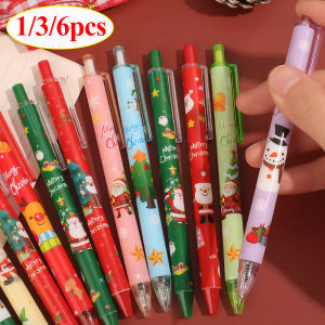 ปากกาสปริงคริสต์มาสน่ารัก 1/3/6ชิ้น คริสมาสต์ปากกา ดูด้วย การ์ตูนสุดสร้างสำหรับนักเรียนคริสต์มาส ขวัญ