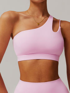 Shockproof Gather Single Shoulder Sports Bra for Yoga and Fitness