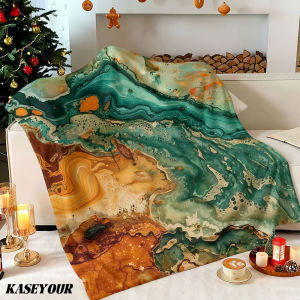 Beast Kingdom | Turquoise Amber Marble Winter Summer Flannel Blanket Throw Fleece Soft Fuzzy Plush Cozy Fleece Blankets for Sofa Ideal Gifts