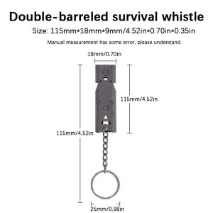 Double-Barreled Survival Whistle High Decibel Pendant Keychain Whistle for Ourdoor Survival Emergency Camping Portable Whistle