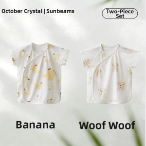 SHI YUE JIE JING | Cotton Thin Infant Half Back Short Sleeve Shirt For Newborns