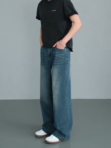 New Arrival High Quality Maong Pants Baggy pants For MenStraight Cut For Men Denim Jeans Korean Style Fashion Retro Wide Leg Pants For Men