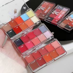 Sweet Mint Ten Color Lip Gloss Palette Princess Moisturizing Lipstick Color Adjustment Dish Beautiful Heart Red Lipstick